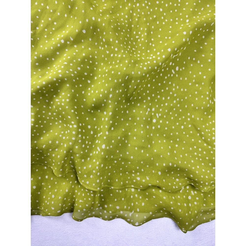 Cynthia Howie Silk Dress Size 12 Lime Green Abstract Dot Sleeveless Lined - Picture 8 of 10